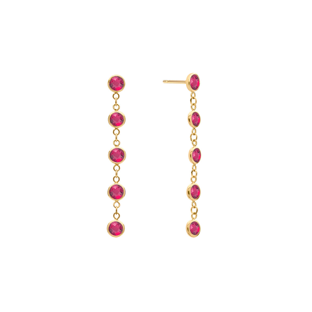 1.0 TCW Round Ruby Lab Made Diamond- July Birthstone Drop Earrrings 1
