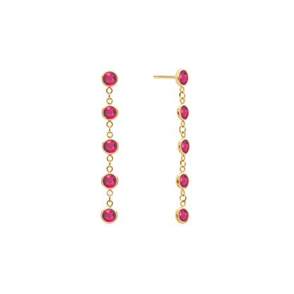 1.0 TCW Round Ruby Lab Made Diamond- July Birthstone Drop Earrrings 1