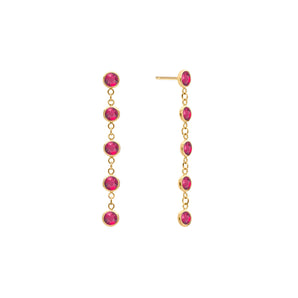 1.0 TCW Round Ruby Lab Made Diamond- July Birthstone Drop Earrrings