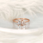 Stunning 0.43 CT & 0.58 CT Pear & Emerald Moissanite Engagement Ring with Two Stones Design 1