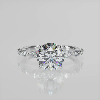 Stunning 2.0 CT Round Moissanite Engagement Ring with Hidden Halo & Pave Design 4