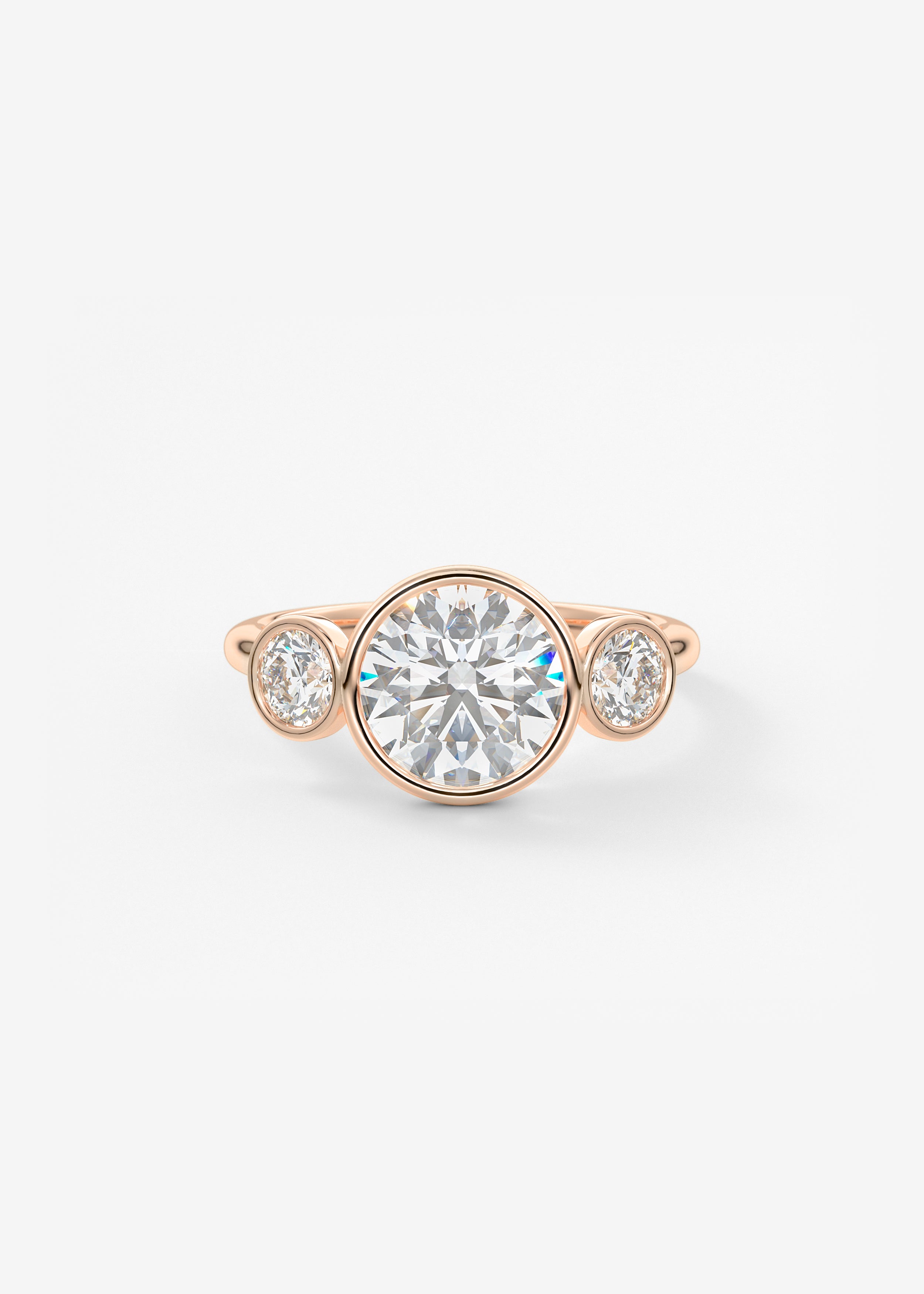 Round Three Stone Lab Grown Diamond Engagement Ring