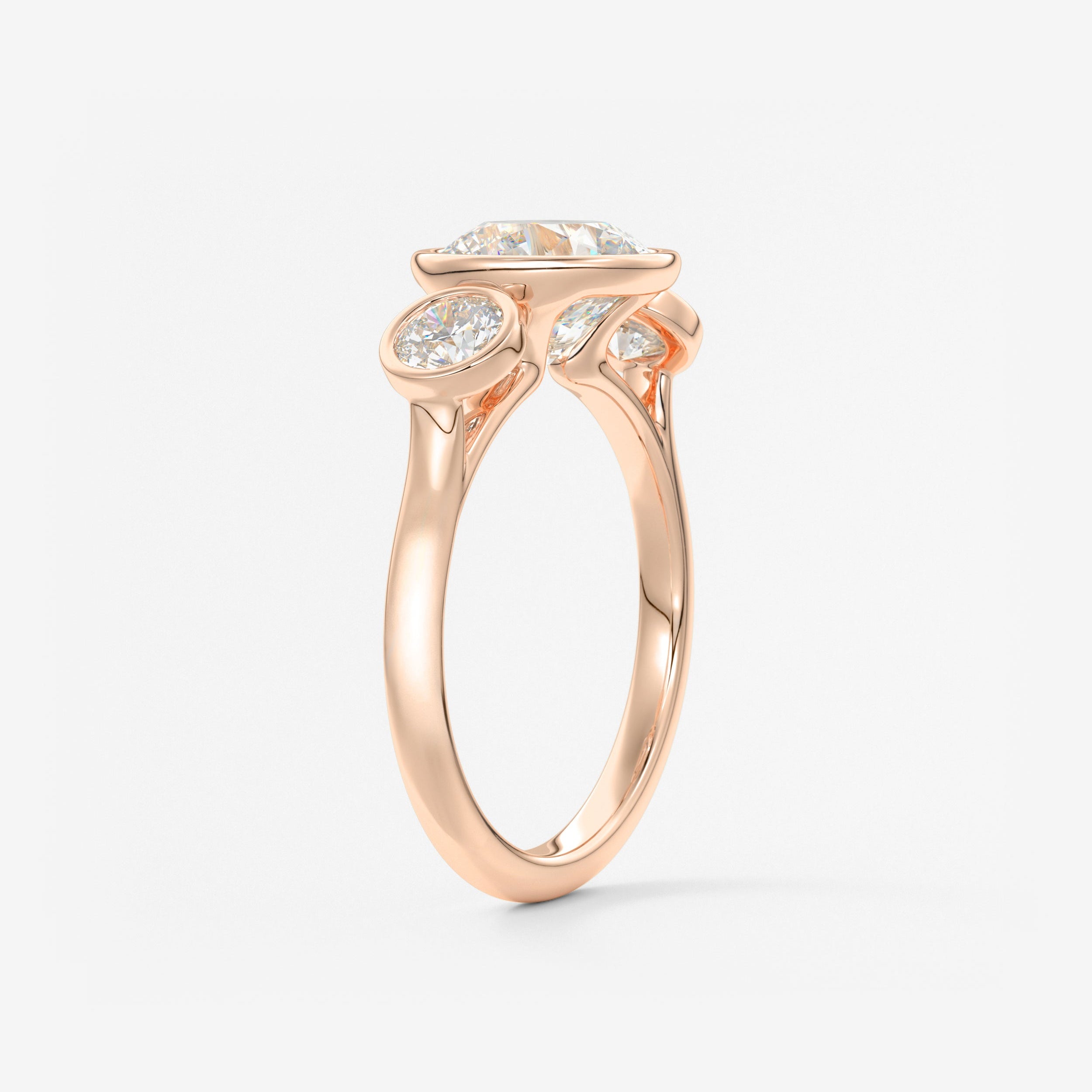 Round Three Stone Lab Grown Diamond Engagement Ring