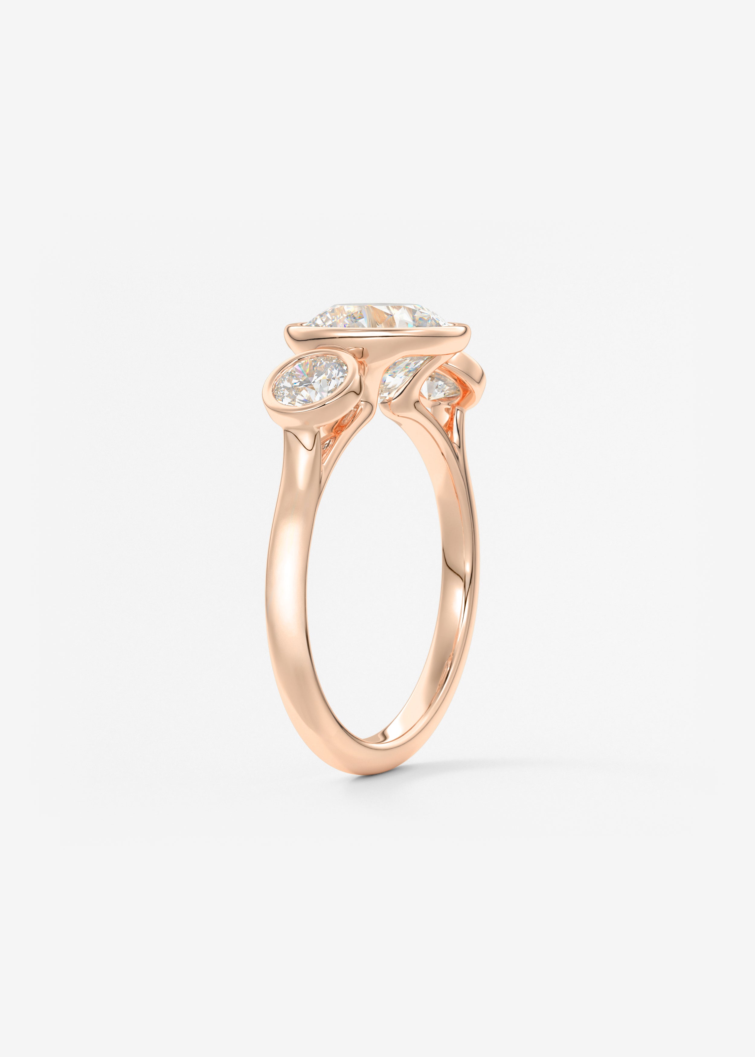 Round Three Stone Lab Grown Diamond Engagement Ring