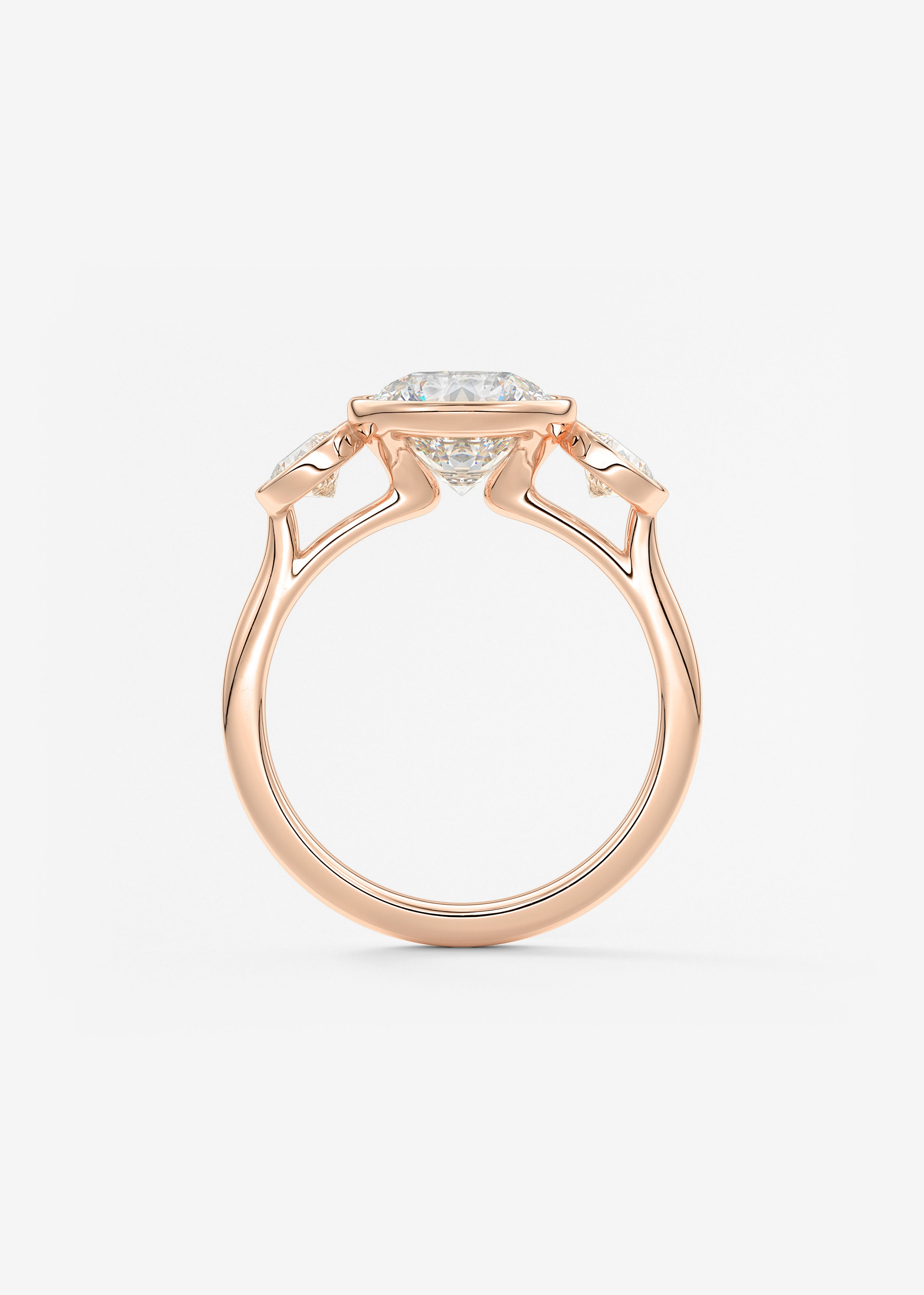 Round Three Stone Lab Grown Diamond Engagement Ring