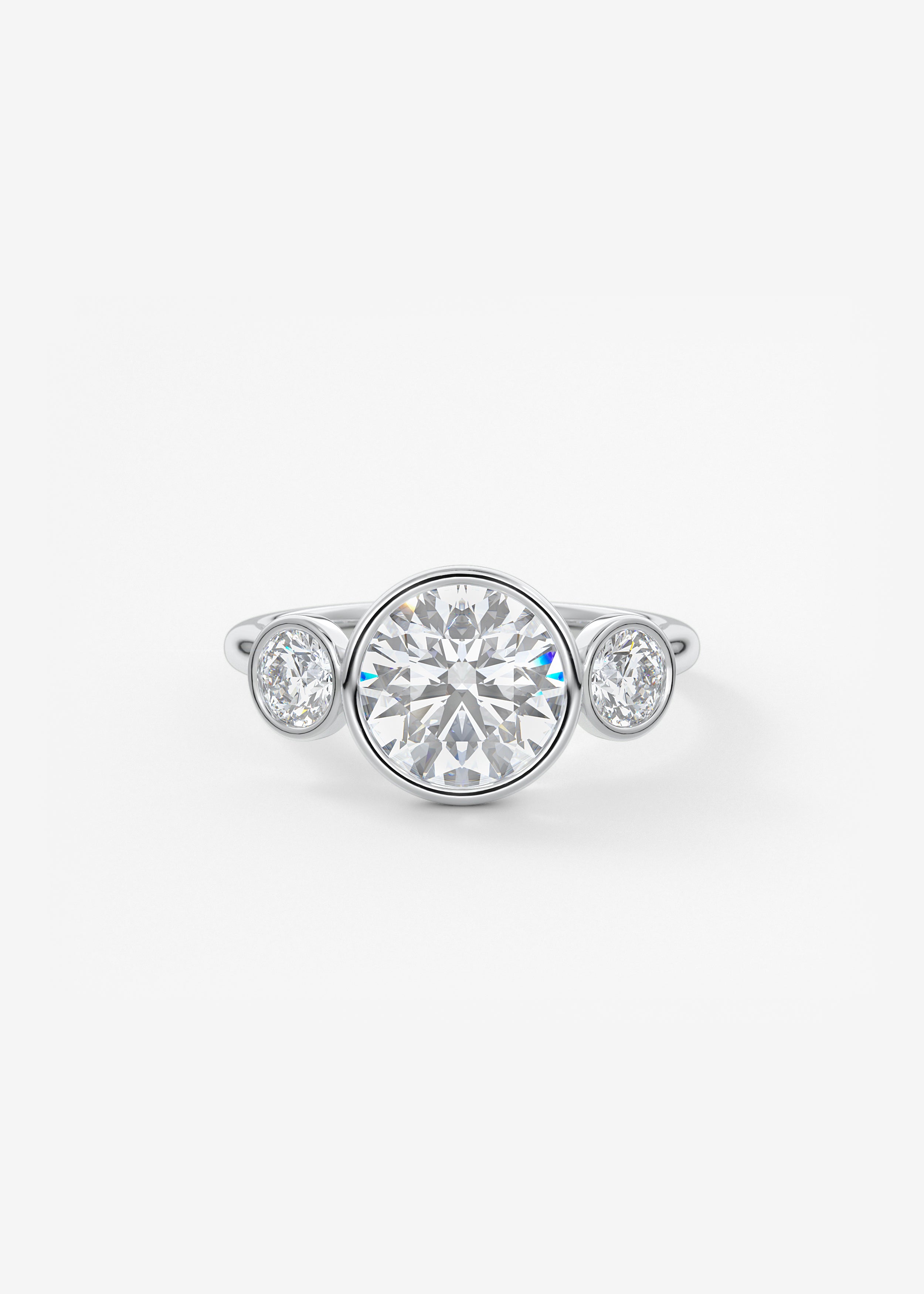 Round Three Stone Lab Grown Diamond Engagement Ring