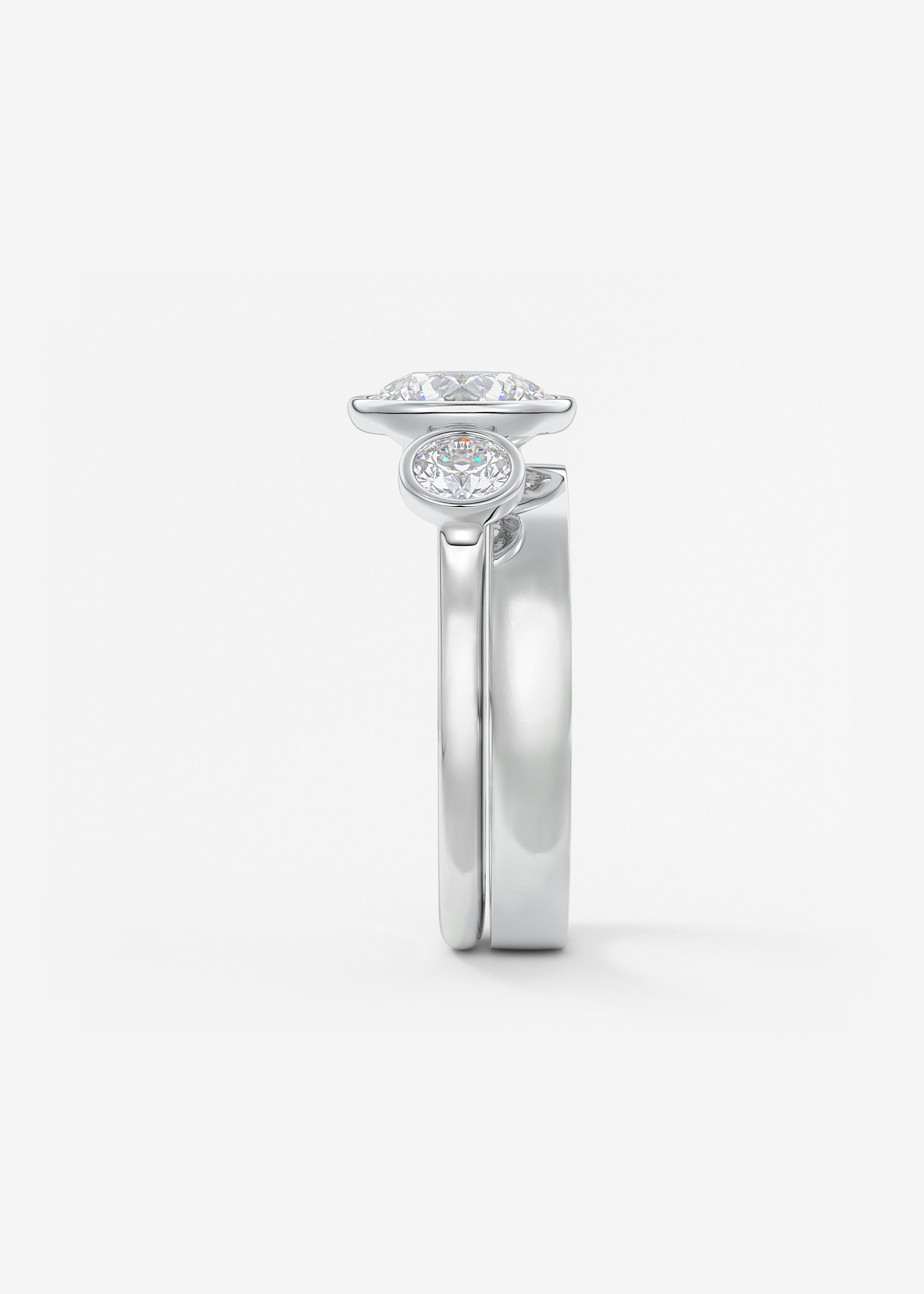 Round Three Stone Lab Grown Diamond Engagement Ring