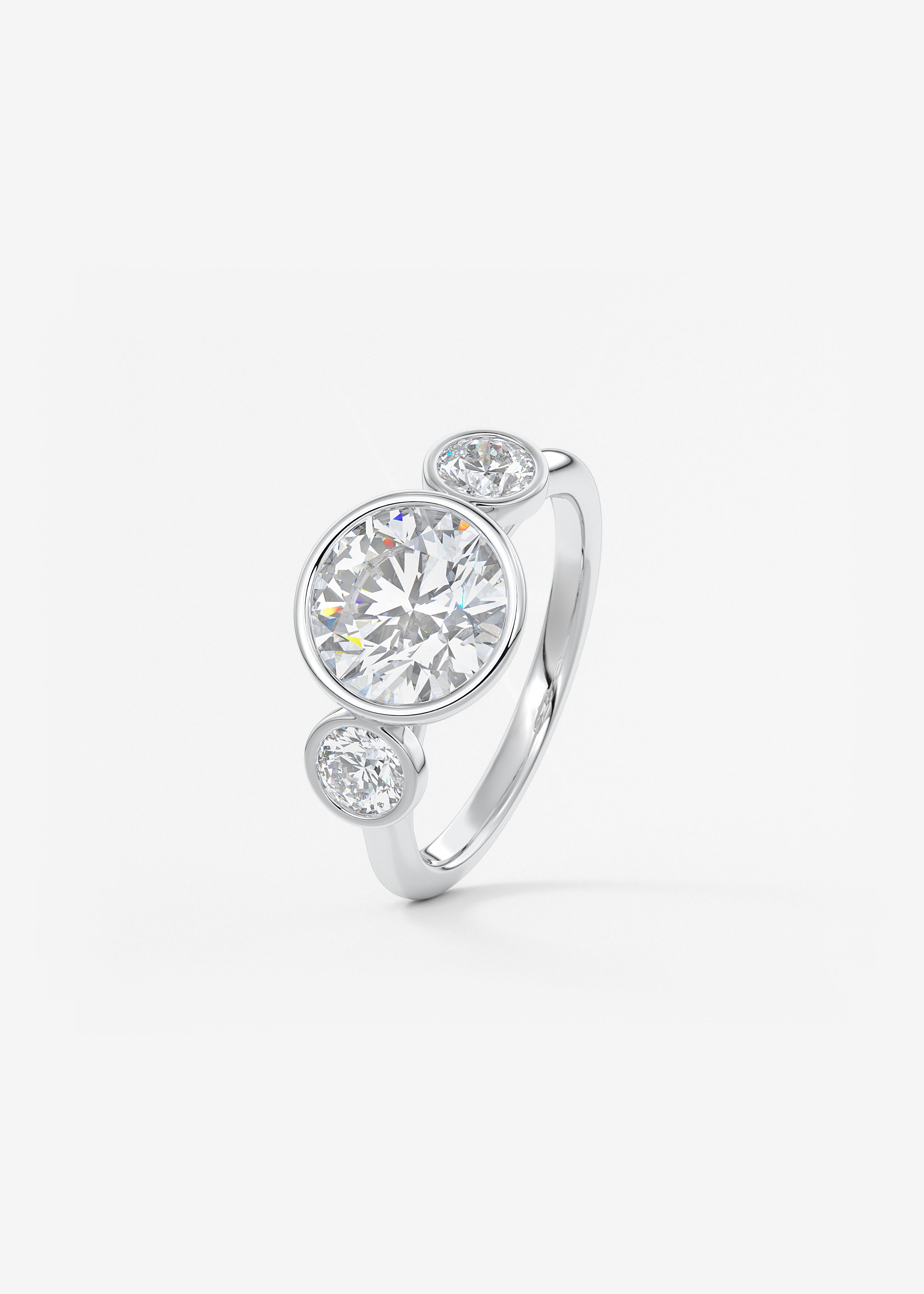 Round Three Stone Lab Grown Diamond Engagement Ring