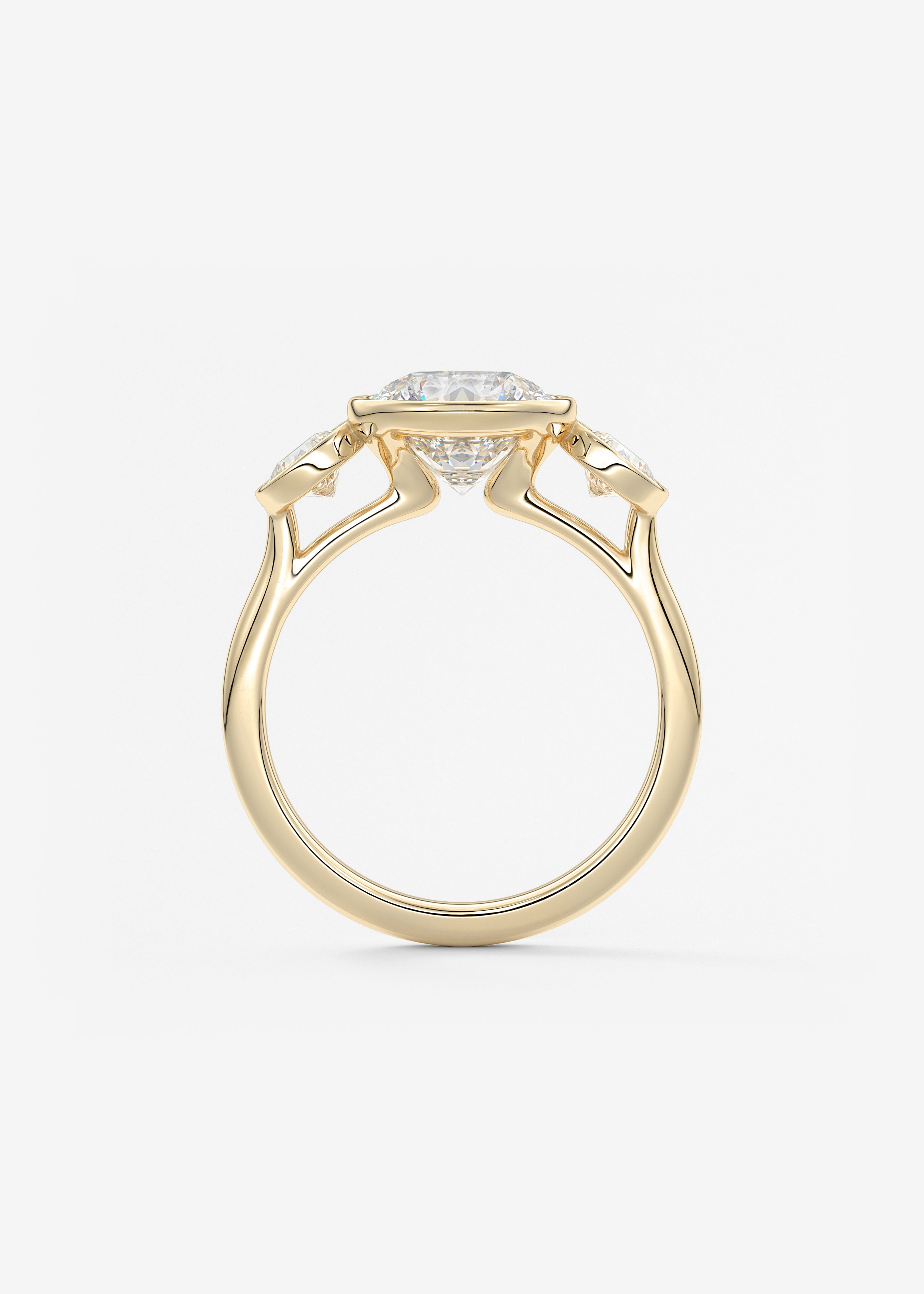 Round Three Stone Lab Grown Diamond Engagement Ring