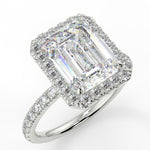 Stunning 2.53 CT Emerald Moissanite Engagement Ring with Halo & Pave Design 5