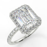 Stunning 2.53 CT Emerald Moissanite Engagement Ring with Halo & Pave Design 5