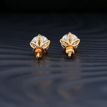 2.0 TCW Round Cut Moissanite Stud Earrings in Gold 3