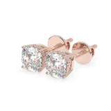 2.0 TCW Cushion Cut Moissanite Hidden Halo Stud Earrings in Gold 2