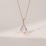 1.20 TCW Kite Moissanite Diamond Halo Pendant Necklace in Solid Gold 1