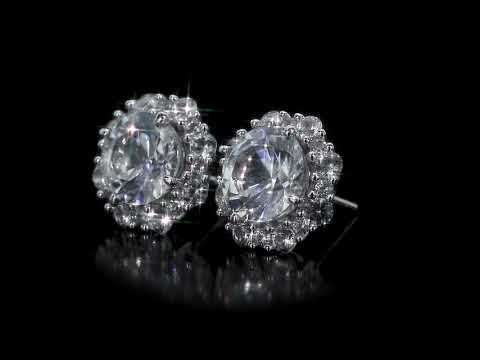 Round Cut Cubic Zirconia in 925 Sterling Silver Earrings 6