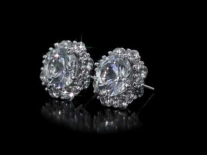 Round Cut Cubic Zirconia in 925 Sterling Silver Earrings 6