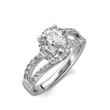 Round Cut Pave & Split Shank Style Cubic Zirconia in 925 Sterling Silver Ring 2