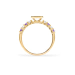 0.48 TCW Round Amethyst Lab Made Diamond- February Birthstone Ring 4