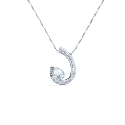 0.50 TCW Pear Moissanite Diamond Open Pendant Necklace in Solid Gold 2