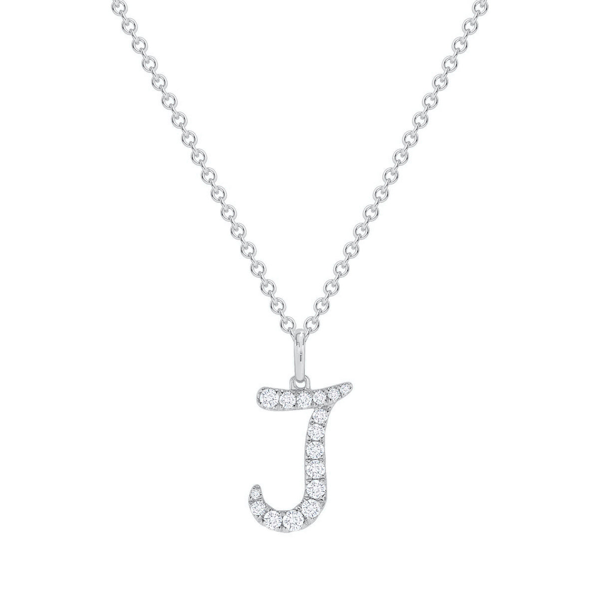 Letter 0.10 CT Round Moissanite Diamond Letter Pendant Necklace in Solid Gold 3