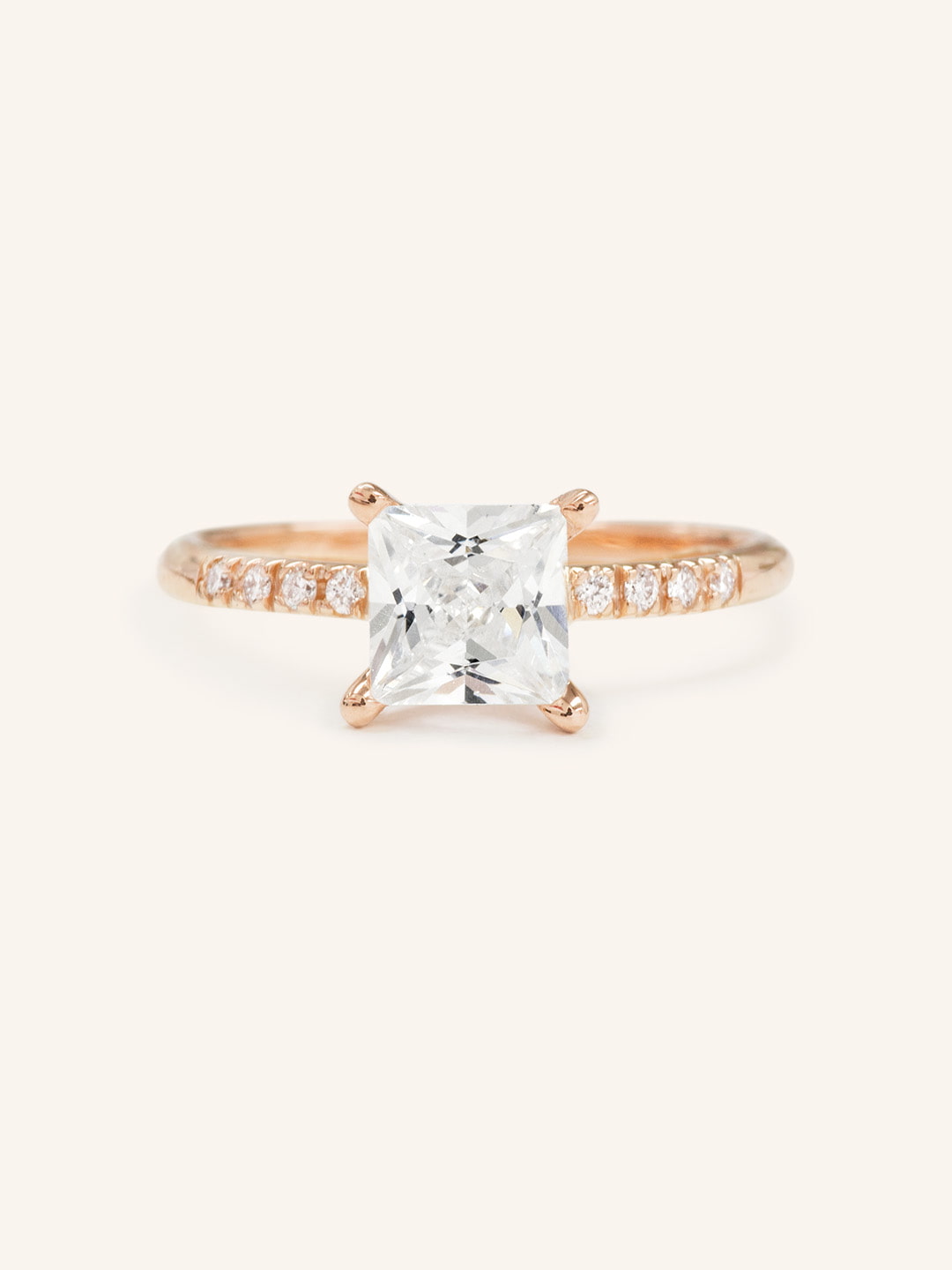 Stunning 1 CT Princess Moissanite Engagement Ring With Pave Design 4