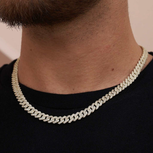40 CT Round Moissanite Diamond Cuban Silver Necklace For Him 2