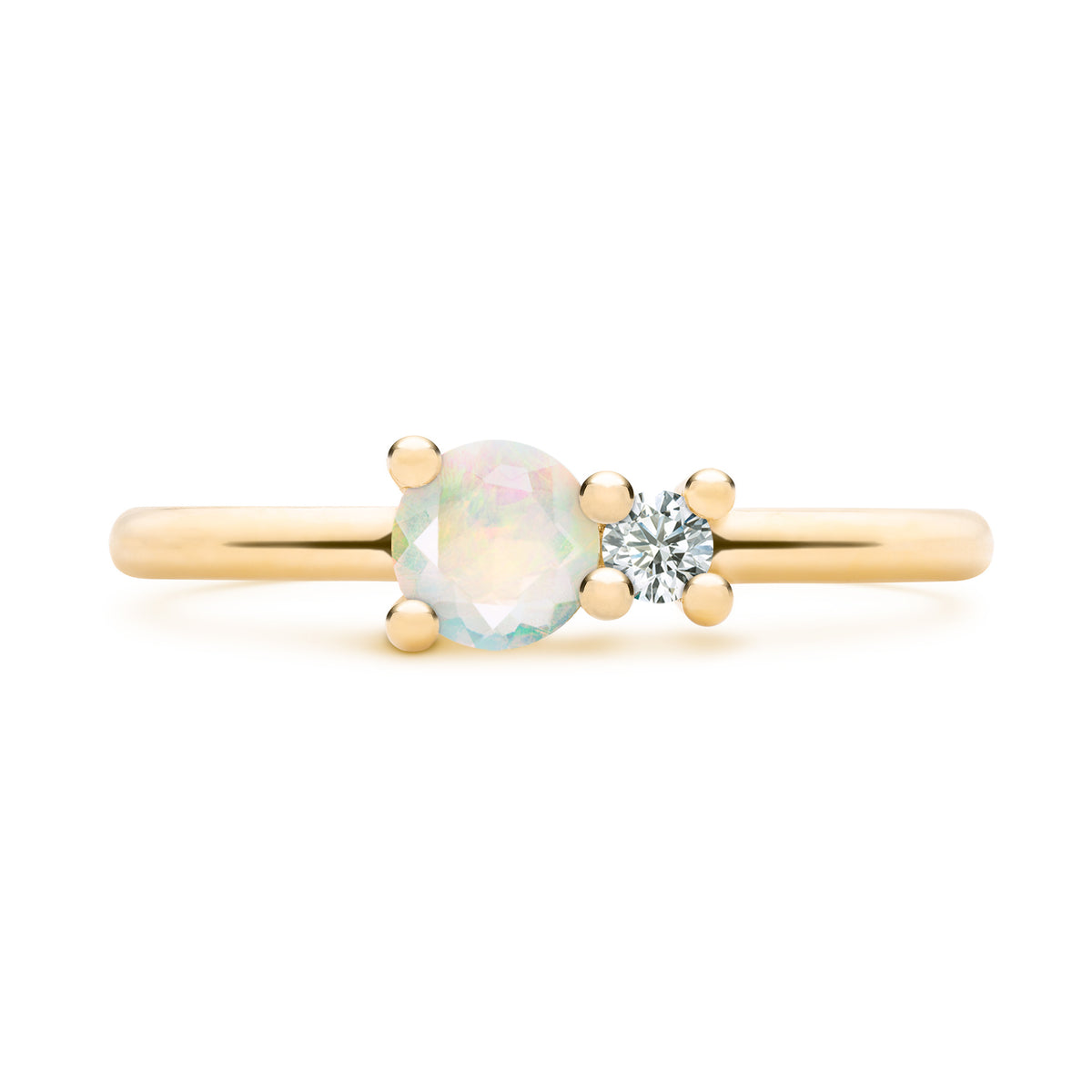 0.41 TCW Round Opal Lab Made Diamond- October Birthstone Engagement Ring 4