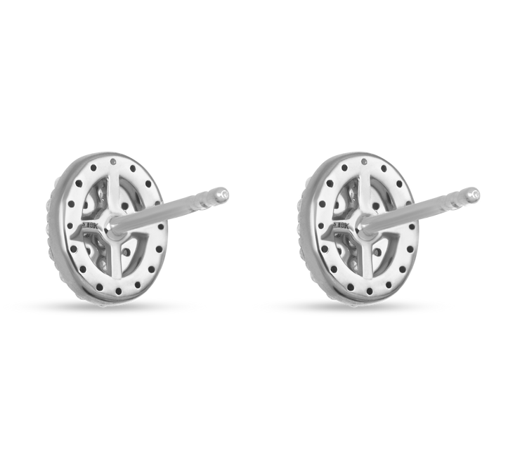 2.0 TCW Round & Baguette Cut Moissanite Cluster Studs Earrings in Gold 7
