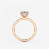 Emerald Hidden Halo Pave Lab Grown Diamond Engagement Ring