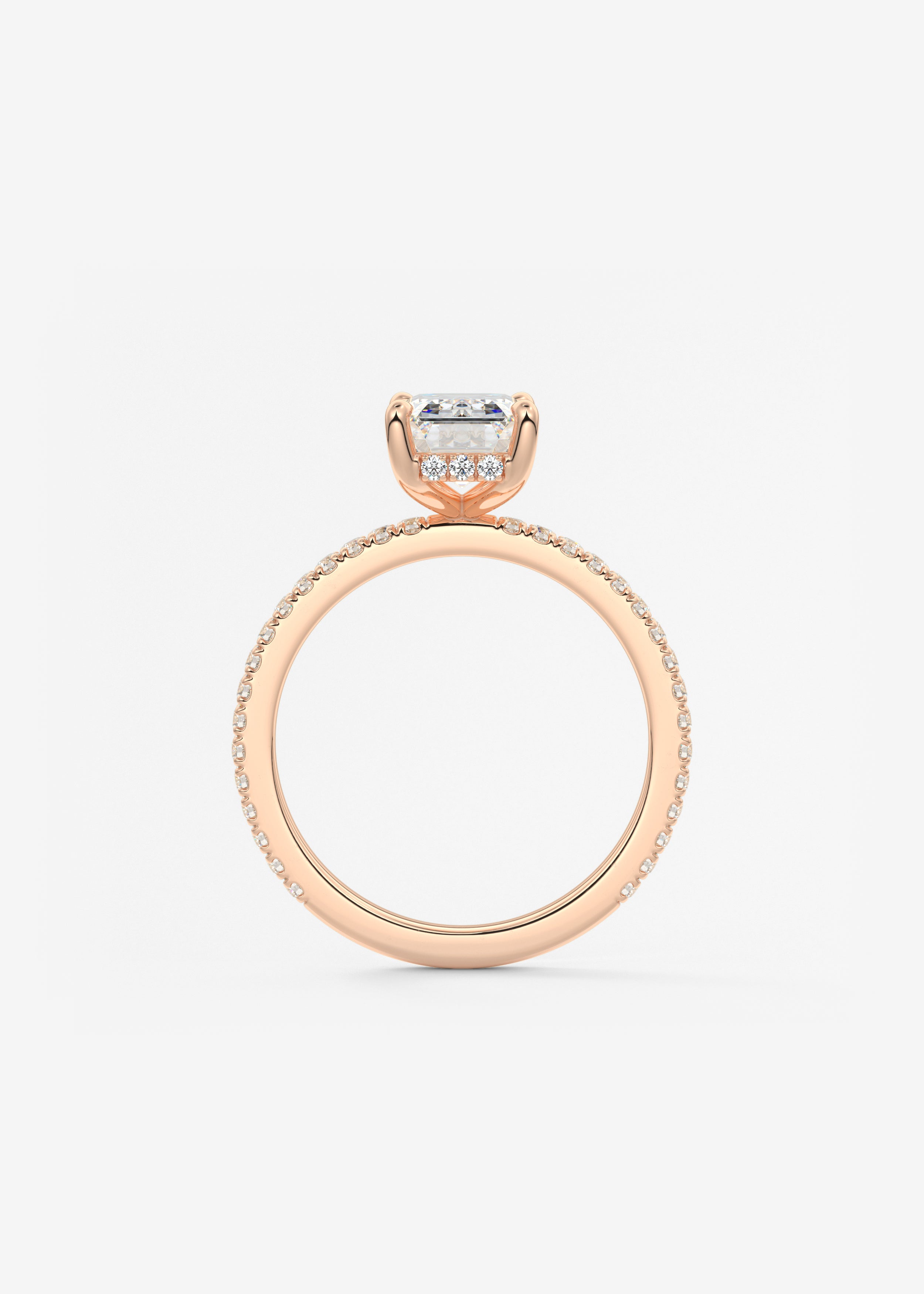 Emerald Hidden Halo Pave Lab Grown Diamond Engagement Ring
