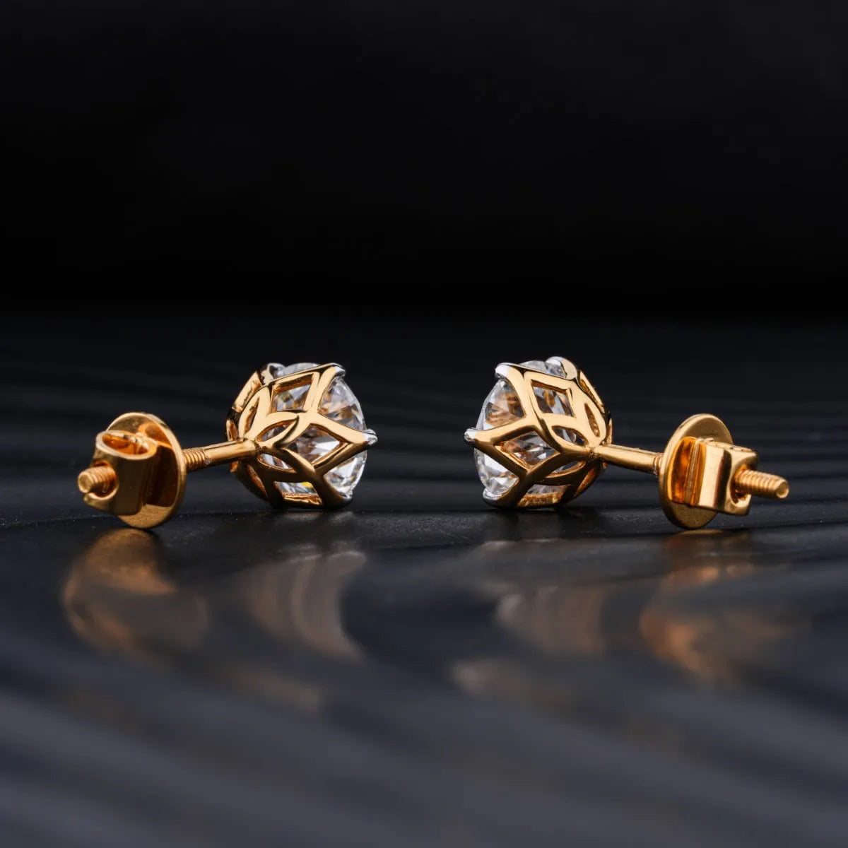 0.50 TCW Round, Pear & Emerald Cut Moissanite Drop Earrings in Gold 3