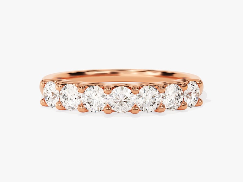 Stunning 0.70 CT Round Moissanite Stones Half Eternity Wedding Band 3