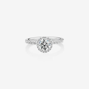 Stunning 1.36 CT Round Moissanite Engagement Ring in Halo & Pave Designs