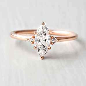 Stunning 1.20 CT Marquise Moissanite Engagement Ring with Three Stone Design