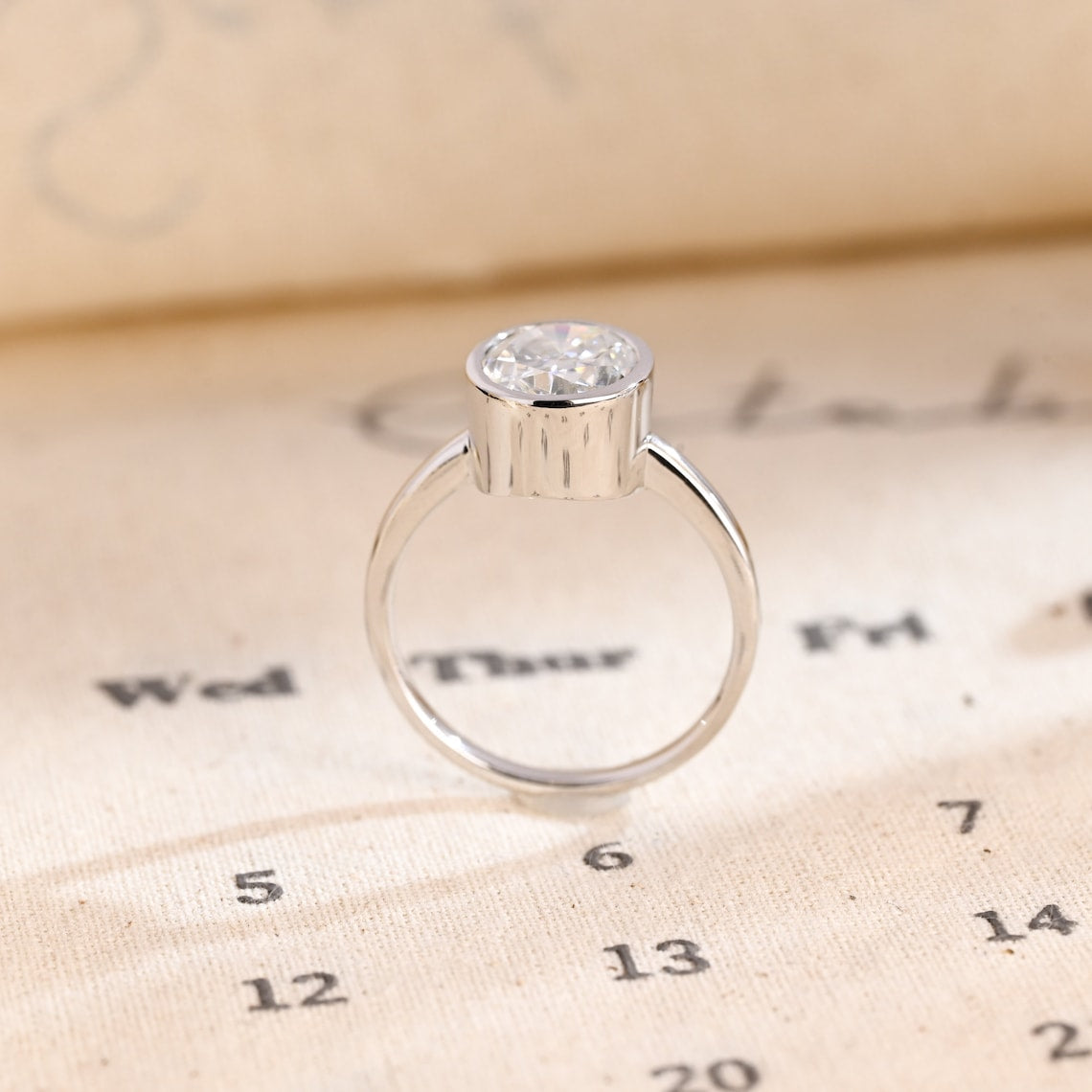 Stunning 1.0 CT Oval Cut Moissanite Engagement Ring with Solitaire Bezel Design 6