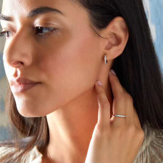 1.08 TCW Round Aquamarine Lab Made Diamond- March Birthstone Hoops 2