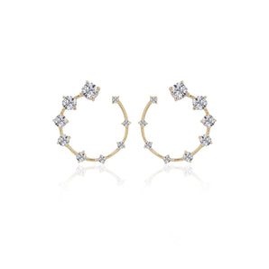 0.85 TCW Round Cut Moissanite Hoops Earrings in Gold