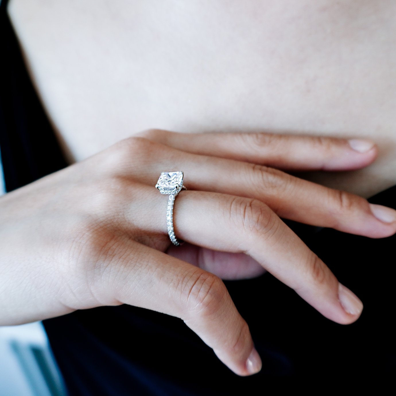 Cushion Pave Lab Grown Diamond Engagement Ring