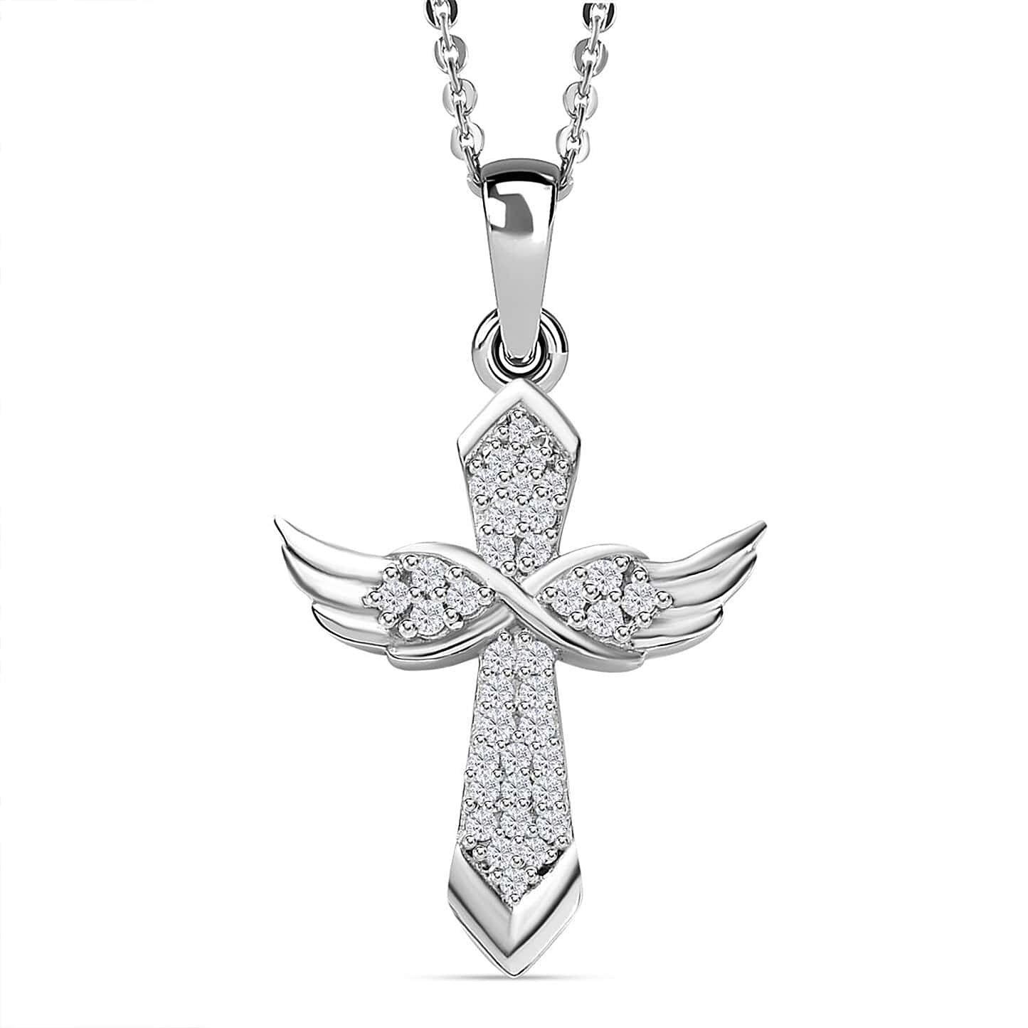 Round Cut Cubic Zirconia in 925 Sterling Silver Necklace 1