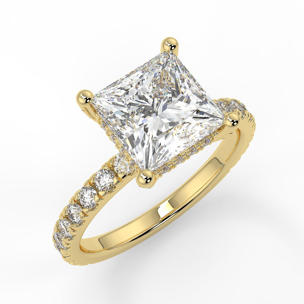 Stunning 1.70 T Princess Moissanite Engagement Ring with Hidden Halo & Pave Design 2