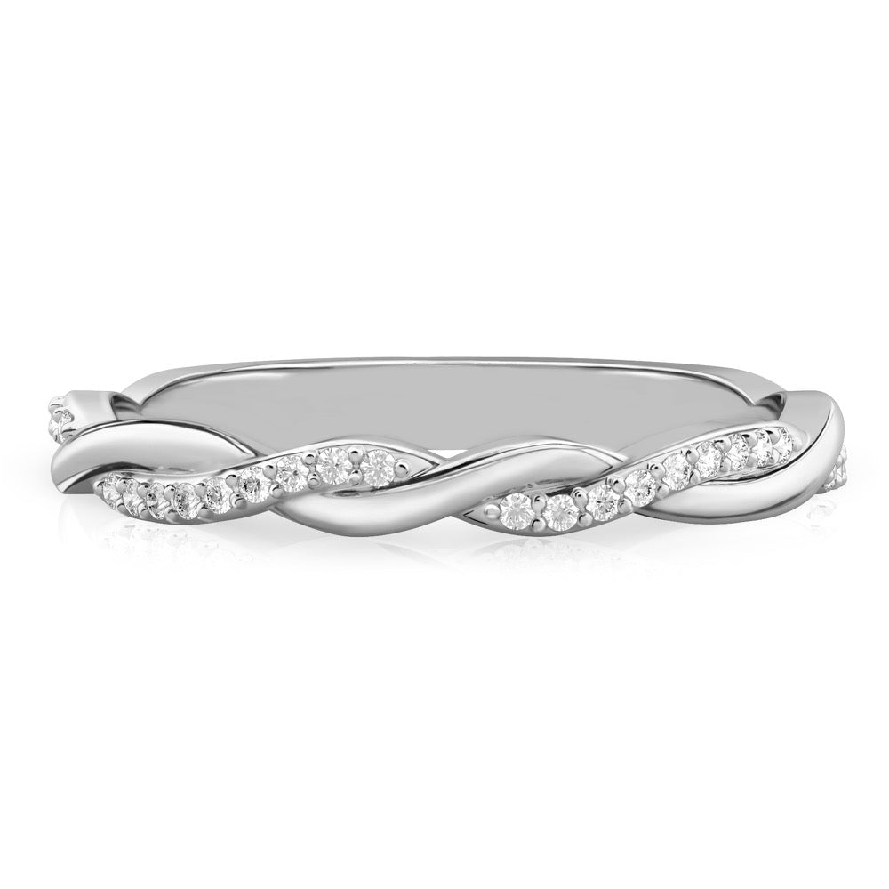 Stunning 0.30 TCW Round Moissanite Stones Twisted Rope Wedding Band 1