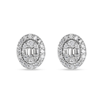 2.0 TCW Round & Baguette Cut Moissanite Cluster Studs Earrings in Gold 1