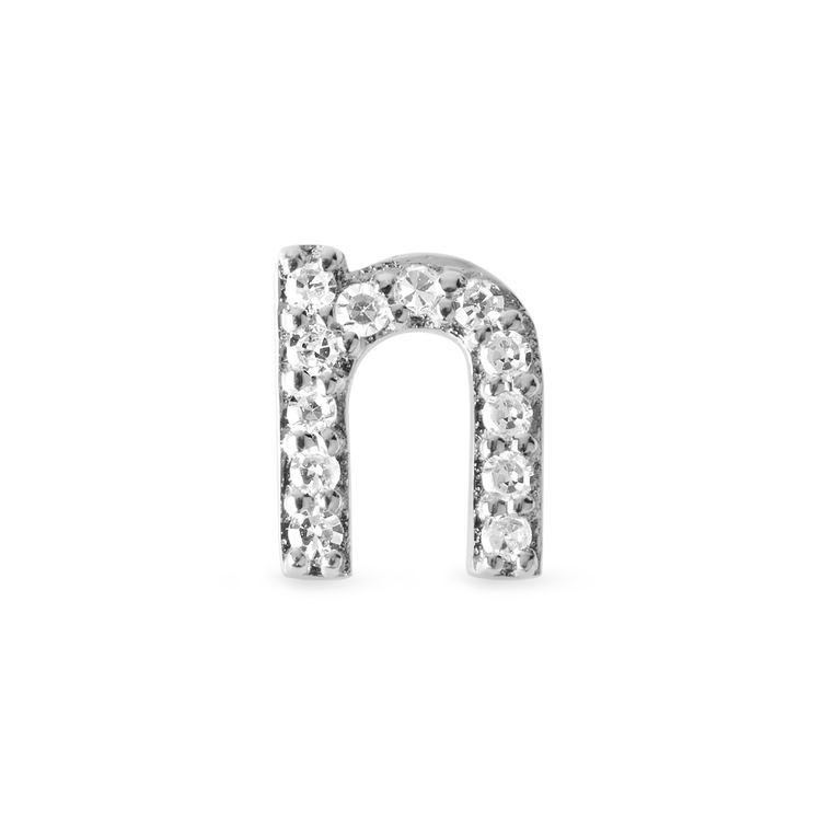0.20 CT Round Moissanite Diamond Initial Asymmetric Necklace in Solid Gold 15