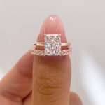 Stunning 3.0 CT Radiant Moissanite Engagement Ring with Hidden Halo Design 6