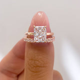 Stunning 3.0 CT Radiant Moissanite Engagement Ring with Hidden Halo Design 6