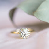 Stunning 1.0 CT Round Moissanite Engagement Ring with Halo Design 11