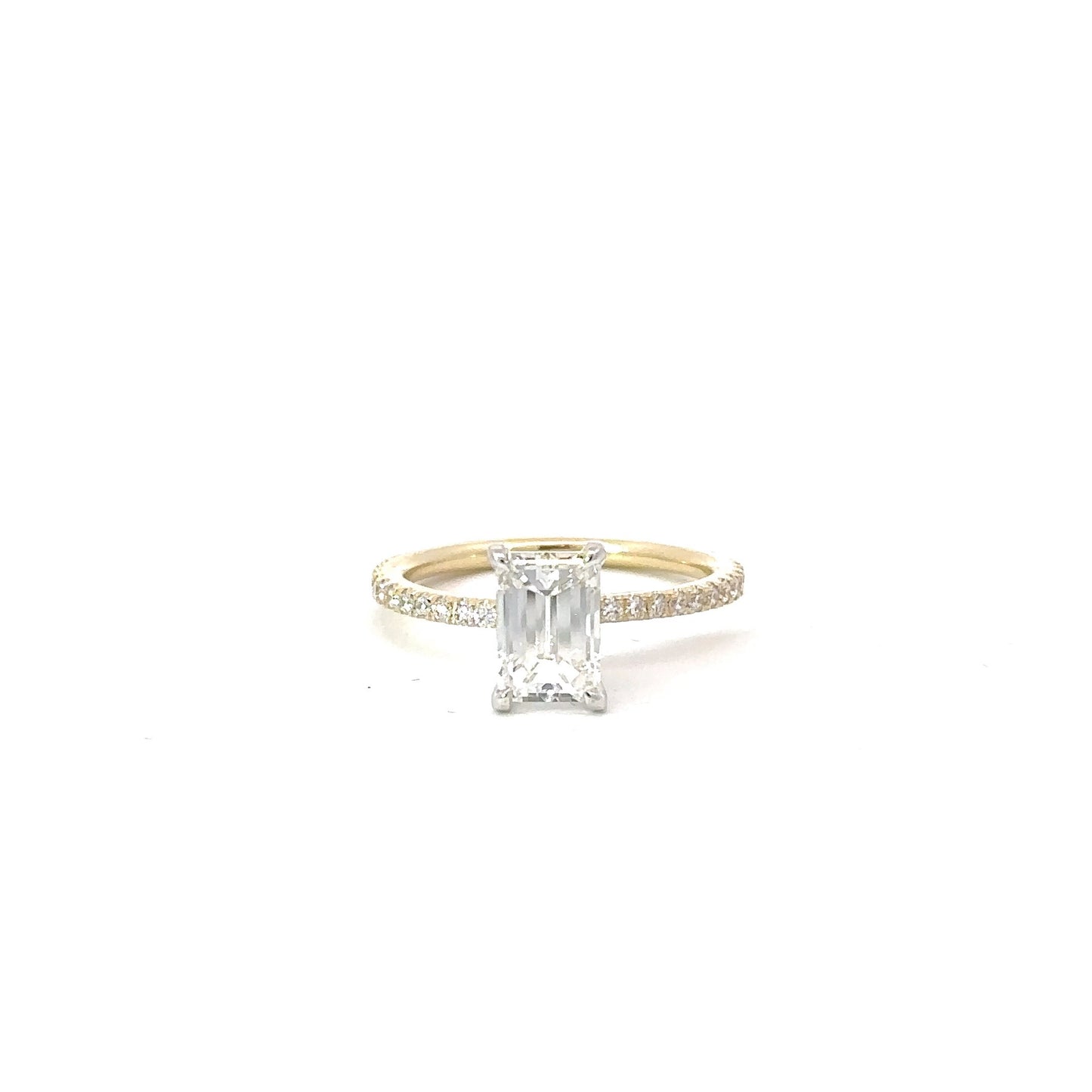 Stunning 2.0 CT Emerald Moissanite Engagement Ring with Two Tone & Pave Design 1