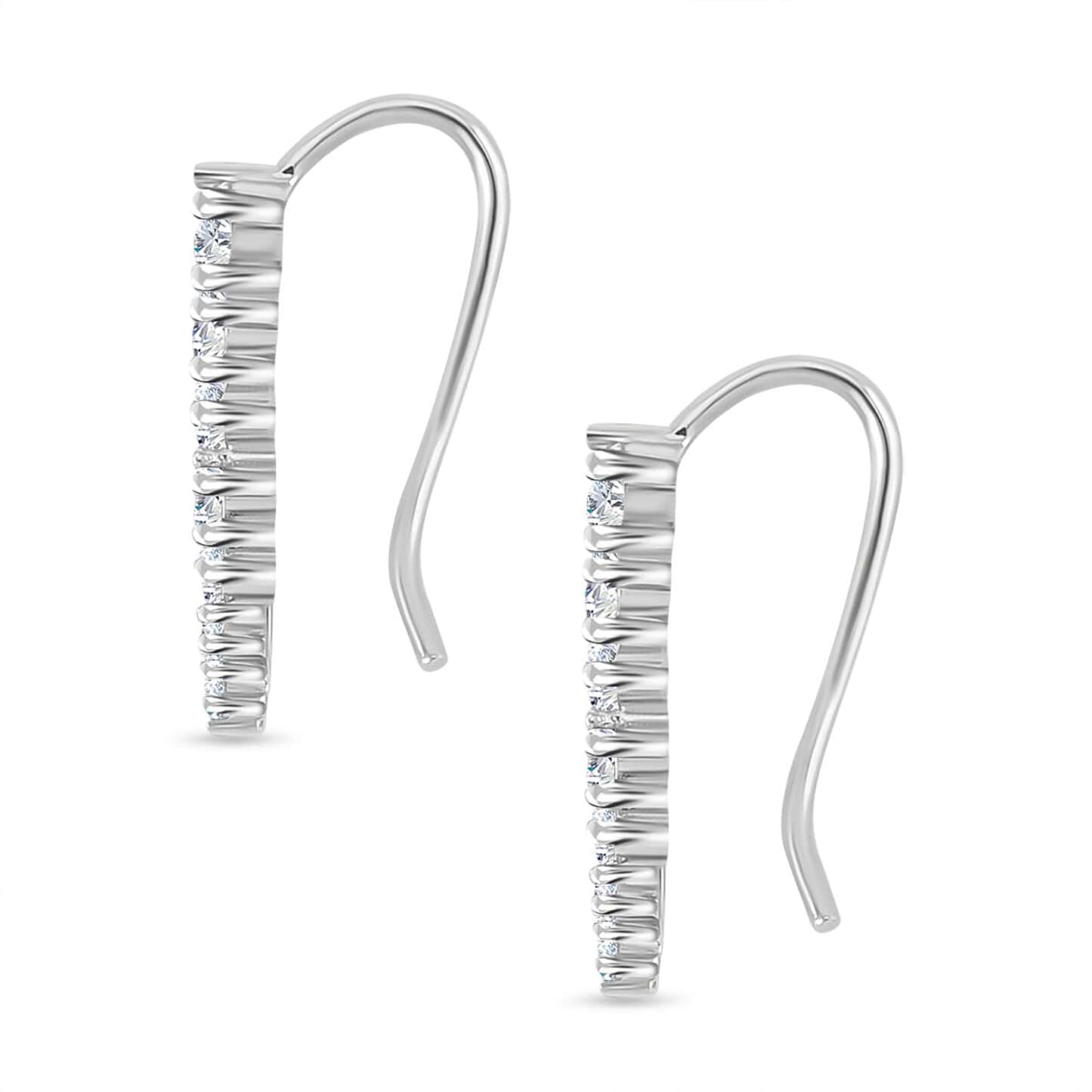 Round Cut Cubic Zirconia in 925 Sterling Silver Earrings 4