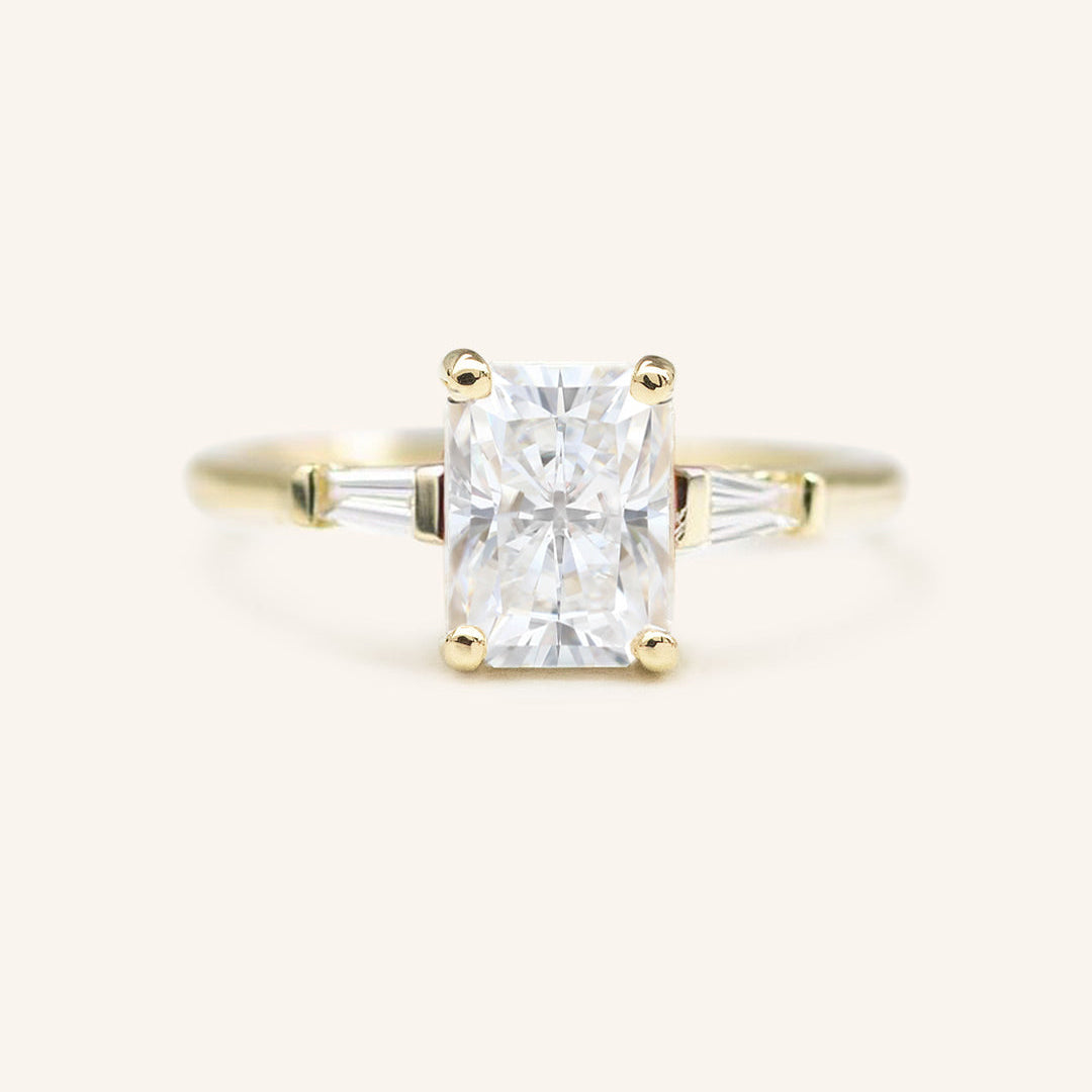 Stunning 2.43 CT Radiant Moissanite Engagement Ring with Three Stone Design 1
