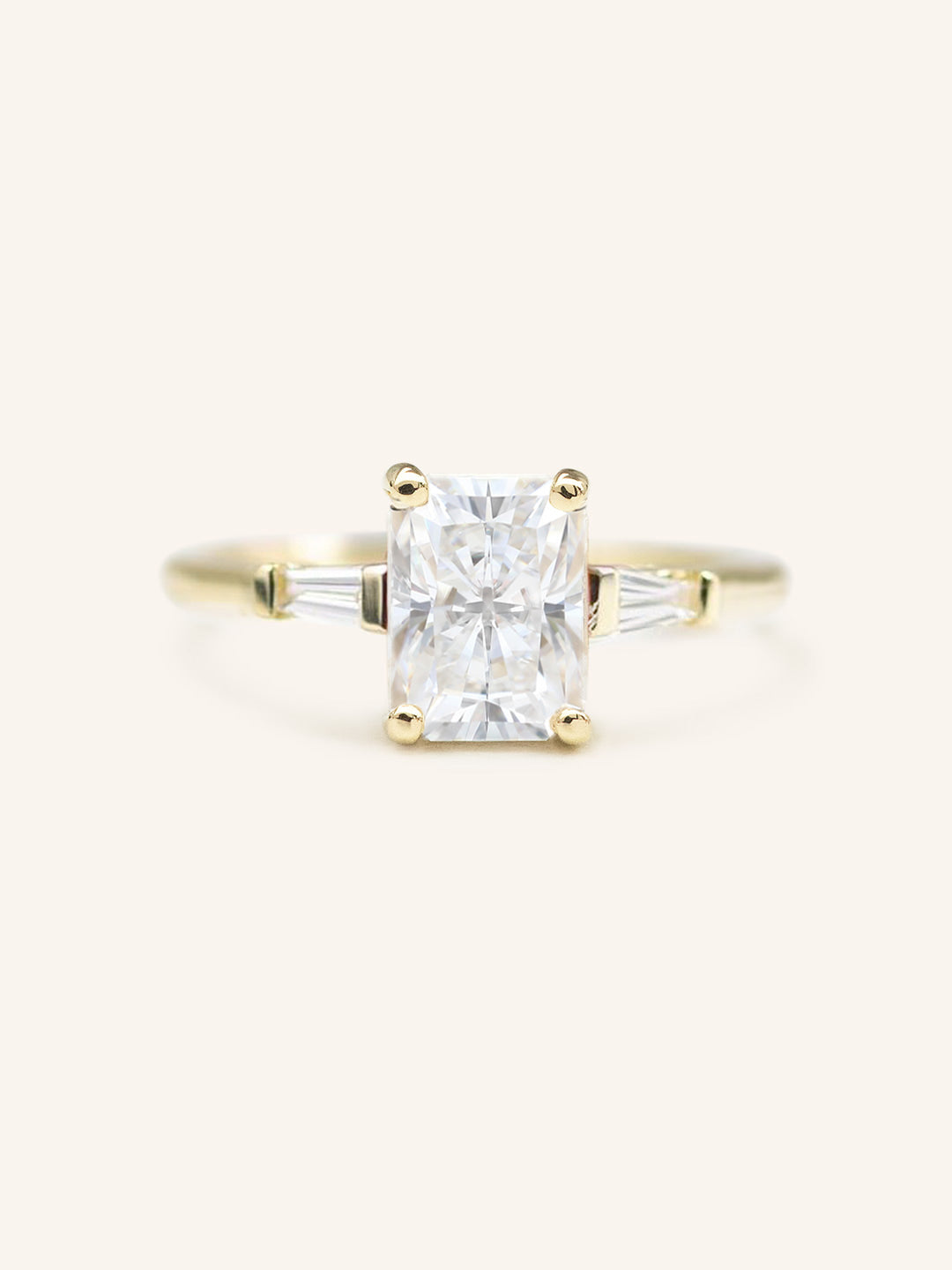 Stunning 2.43 CT Radiant Moissanite Engagement Ring with Three Stone Design 1